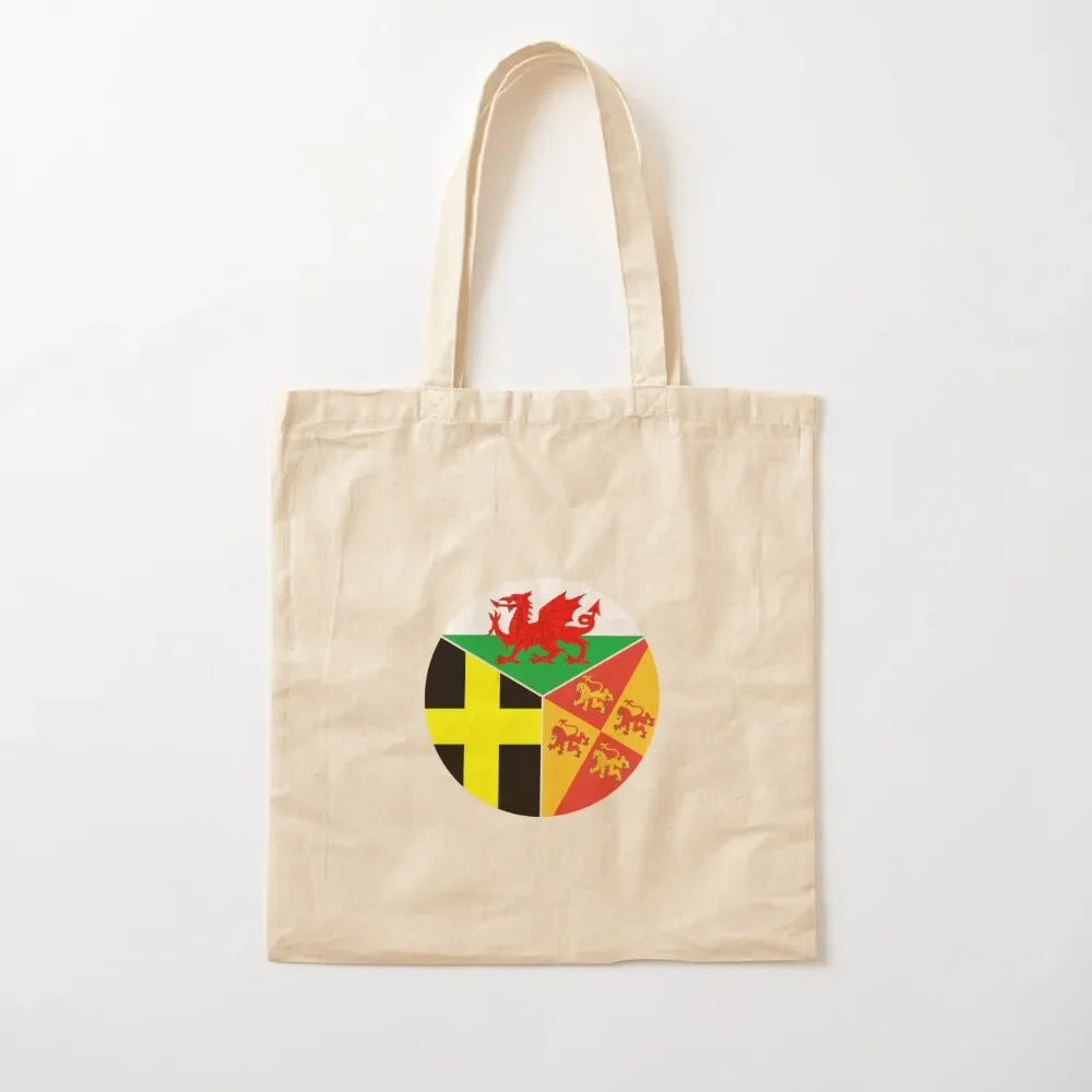 Baneri Cymru Dewi Sant Owain Glynd?r, Flags of Wales St David and Owain Glynd?r Tote Bag