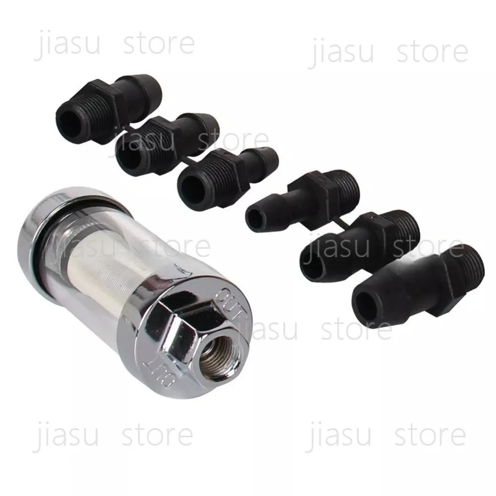 Universal 1/4 inch 5/16 inch 3/8 chrome glass, washable straight fuel filter
