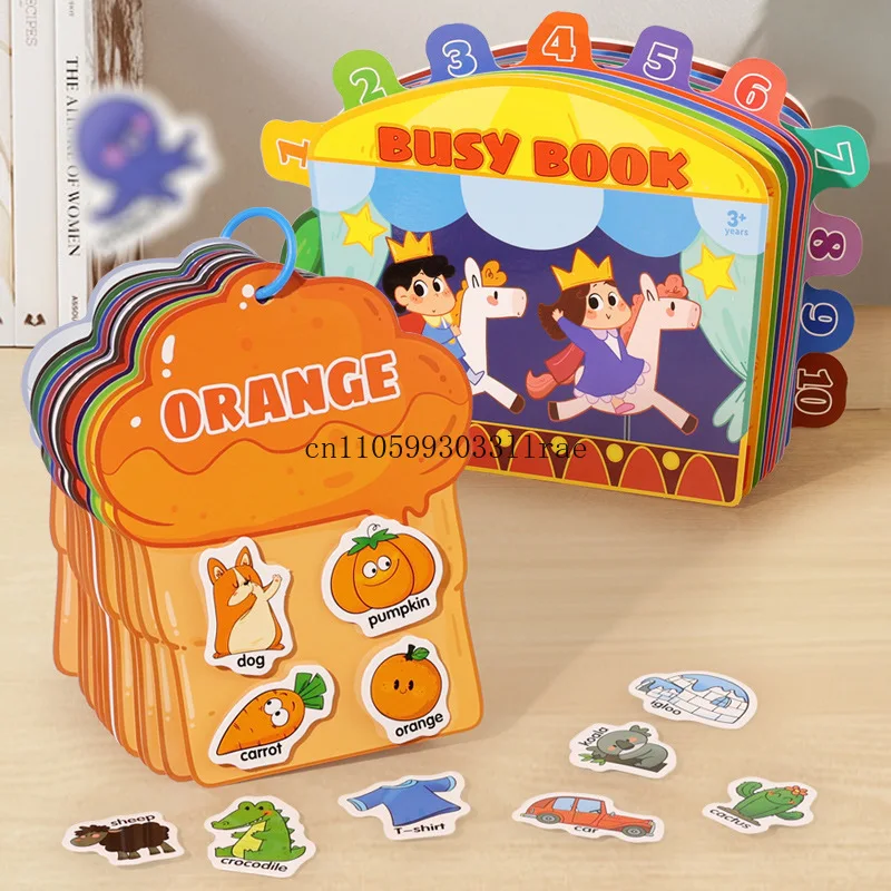 

Children's Quiet Book Early Learning Color Digital Sticker Magic Puzzle Repeatedly Adhesive Tear Pull Book