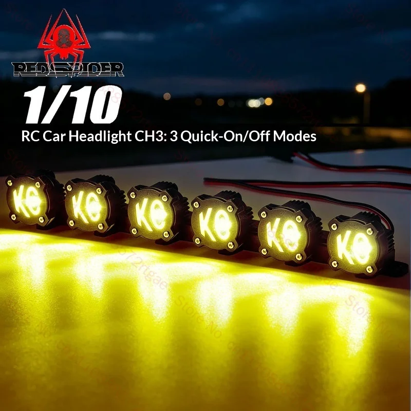 RS Red Spider 1/8 1/10 Remote control climbing off-road vehicle AXIAL Ruitai CH3 Three Modes TRX4 yikong KC Roof Light R547 Rc