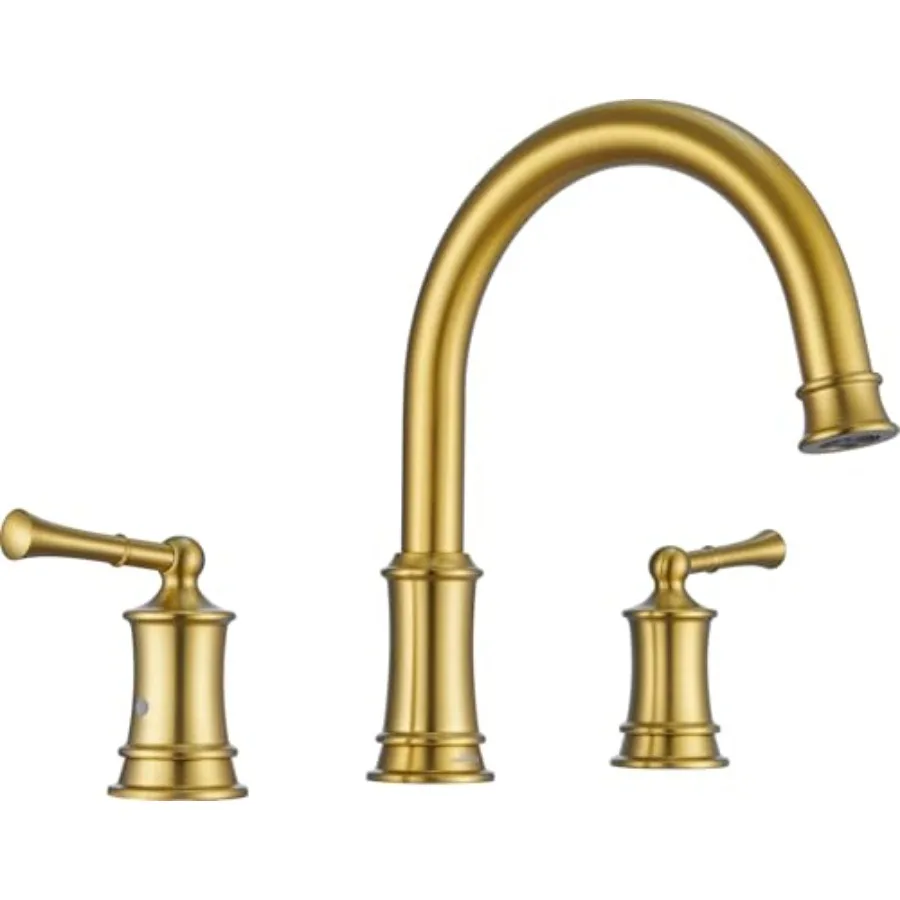 

Brushed Gold Roman Tub Faucet Antique Bathtub Faucet Set 3 Hole High Flow Bath Tub Faucet 12-16 inch Widespread Solid Brass Tub
