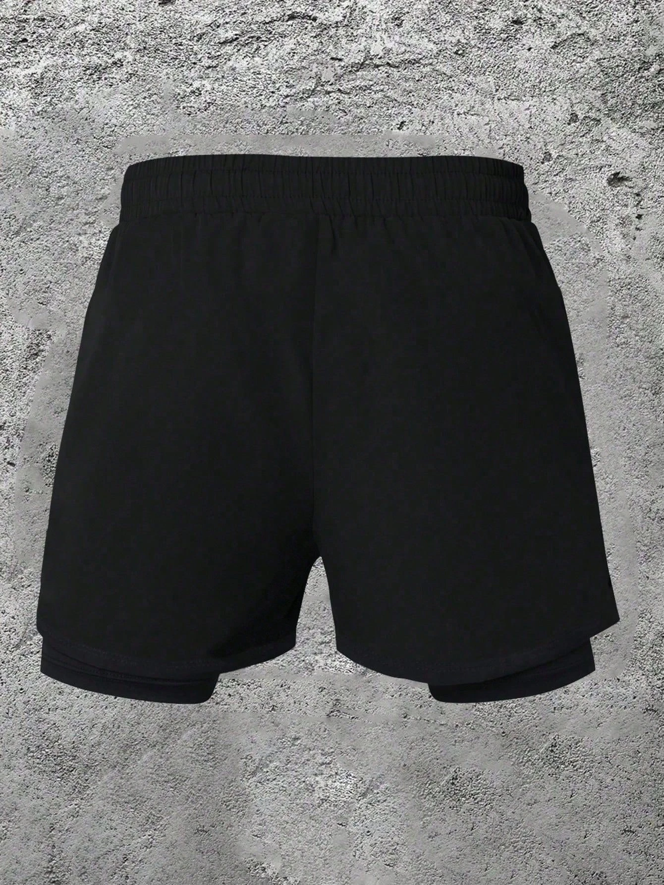 شورت رجالي كاجوال بتصميم اثنين في واحد، مسامي ومريح، بسيط بقصة ضيقة، شورت جري ثنائي في واحد عالي الأداء