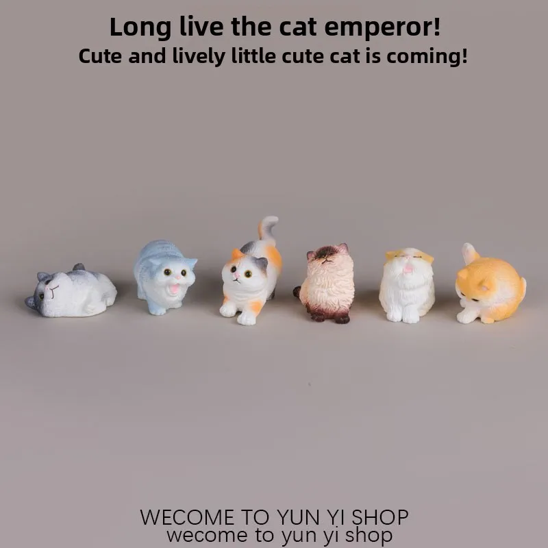 6pcs Cute Cat Ornaments Set, Kawaii Desktop Decor for Home Office, Mini Cat Figurines with Bell, Perfect Birthday Gift
