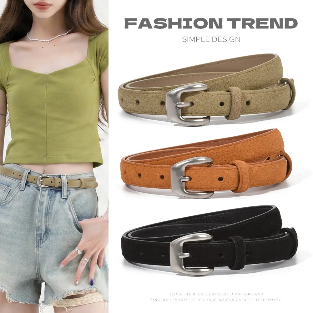 Fashionable and trendy cowhide needle buckle belt, personalized style, irregular buckle head, women's belt, versatile jeans