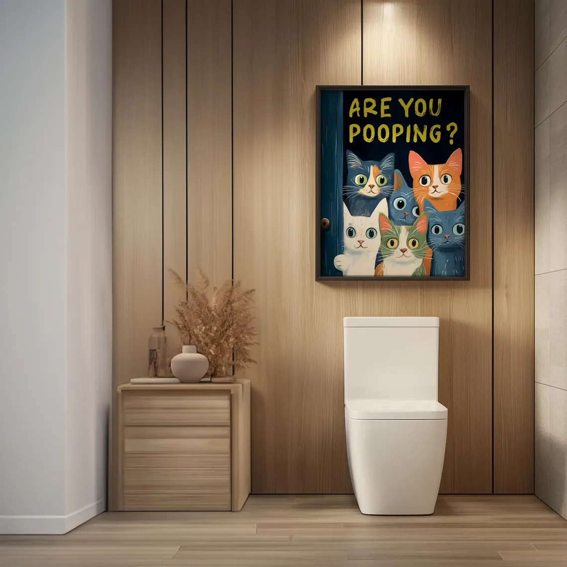 Are You Pooping Toilet Cat Print, Cats Bathroom Poster, Funny Toilet Wall Art, Vintage Bathroom Wall Decor, Humorous Prints - Op