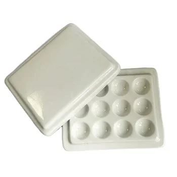 12 Holes Ceramic Palette with Cover Porcelain Mixing Watering Moisturizing Plate fast shipping