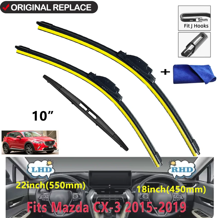 For Mazda CX-3 2015 2016 2017 2018 2019 CX3 CX 3 DK Accessories Car Front Windscreen Wiper Blades Brushes Cutter U Type J Hook