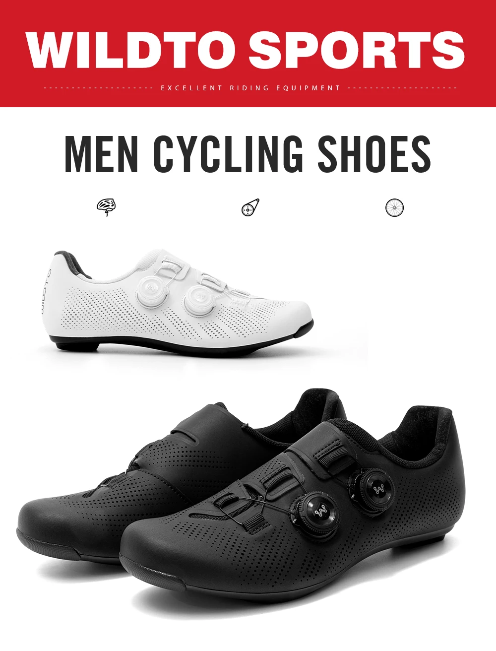 WILDTO Rennradschuhe Herren Fahrradschuhe Flache Sohle Neue Glasfaser- & Nylonsohle Fahrrad-Sneaker Passend für SPD-Pedale Fahrradschuhe – Detail 4