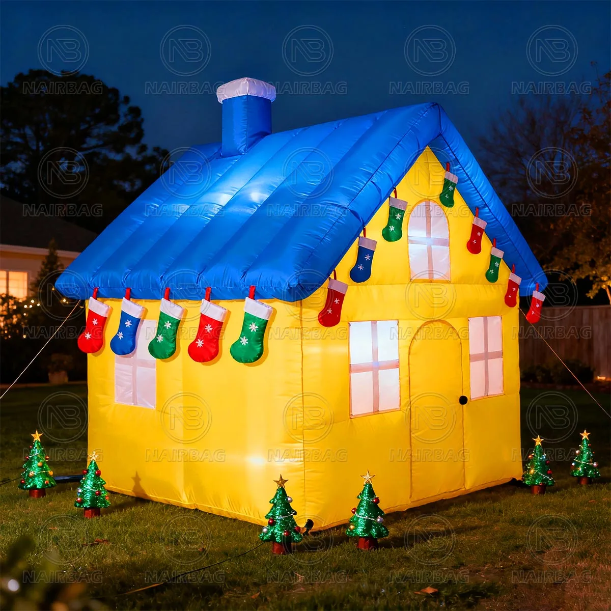 Novo design inflável santa grotto natal tenda inflável casa para decoração ao ar livre casa de gelo tenda de neve