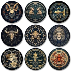 58mm Constellation The Twelve Chinese Zodiac SignsRound Brooch Badge Clothing Backpack Accessories Pin Gift for Kids or Friends