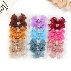 6 teile/satz neue süße schöne Mädchen Kinder Stoff Spitze Lolita Bogen Haarnadel Haars pangen Prinzessin Haar Zubehör Baby Haars pangen Großhandel