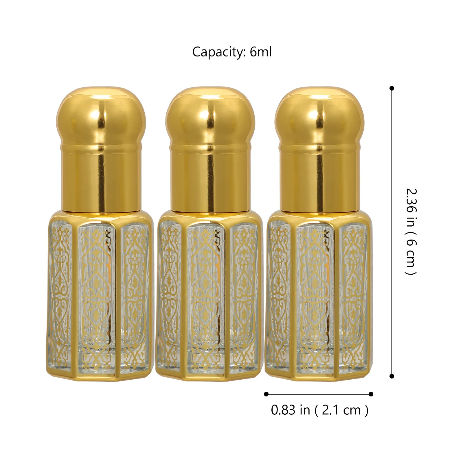 3pcs Empty Glass Roller Bottles with Bead Roller for Essential Oil, Perfume, Face & Body Oil Refill