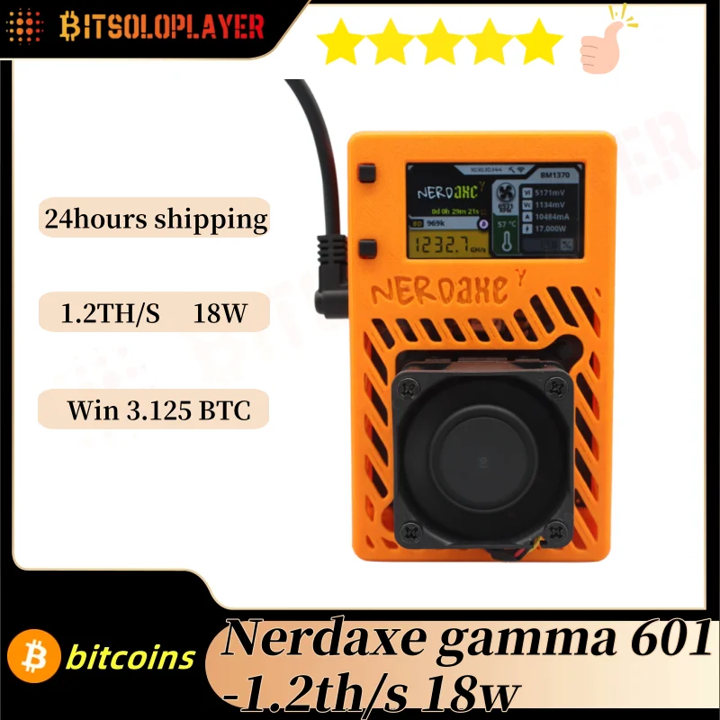 Nerdaxe Gamma 601 1.2Th/s 18W Bitcoin Miner  Vollfarbdisplay, Krypto-Mining-Hardware für Bitcoin BCH