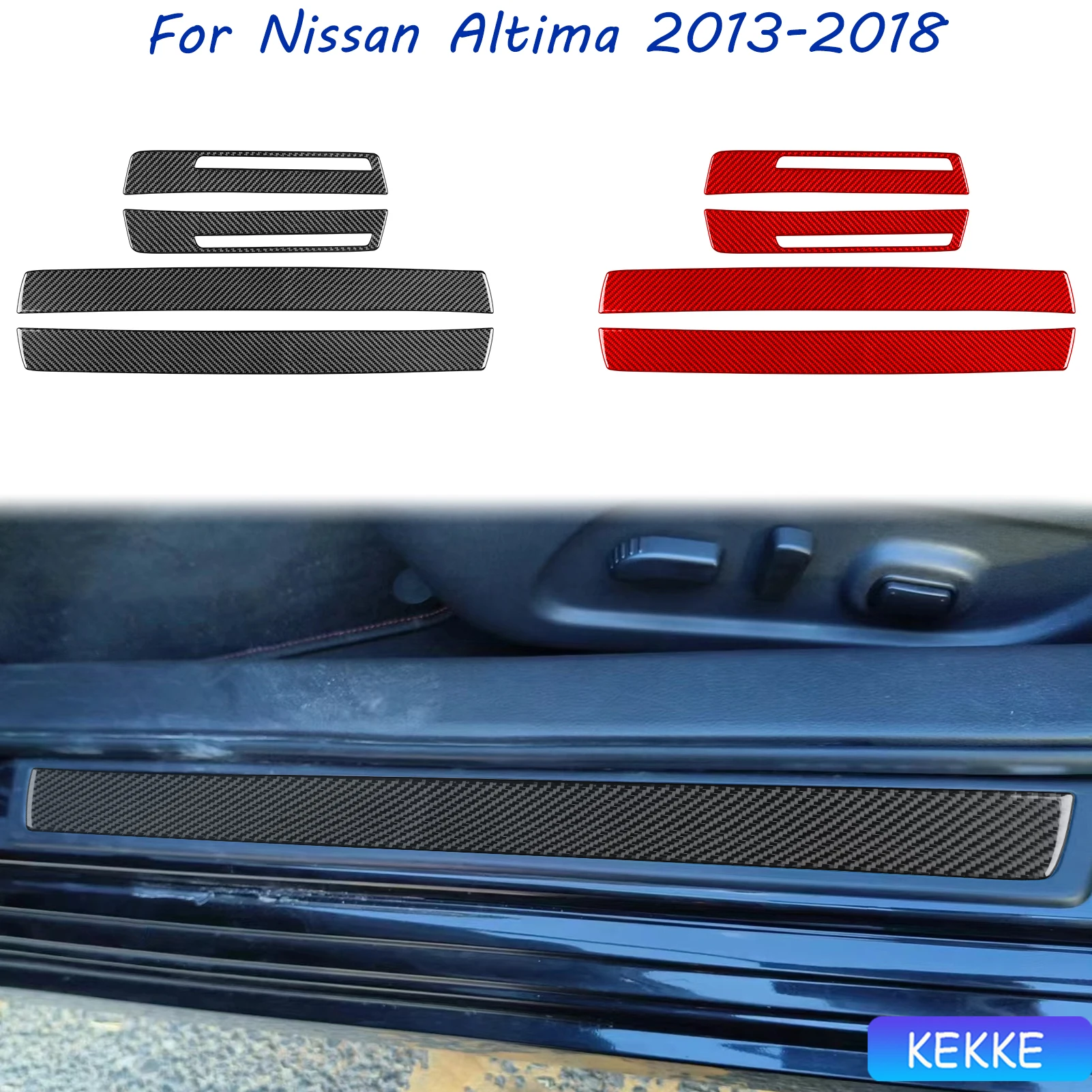 

For Nissan Altima 2013-2018 Real Carbon Fiber Threshold Trim Strip Sticker Auto Interior Decorative Decal Accessory