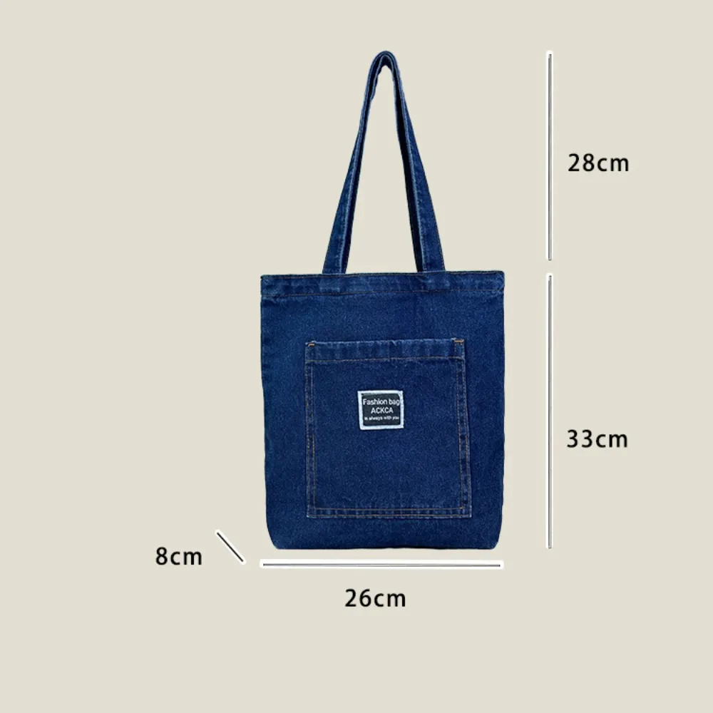 Trendy Denim Canvas Shoulder Bag Handbag Large Capacity Commuting Bag Shopping Totes Bag Summer Beach Bag Underarm Bag