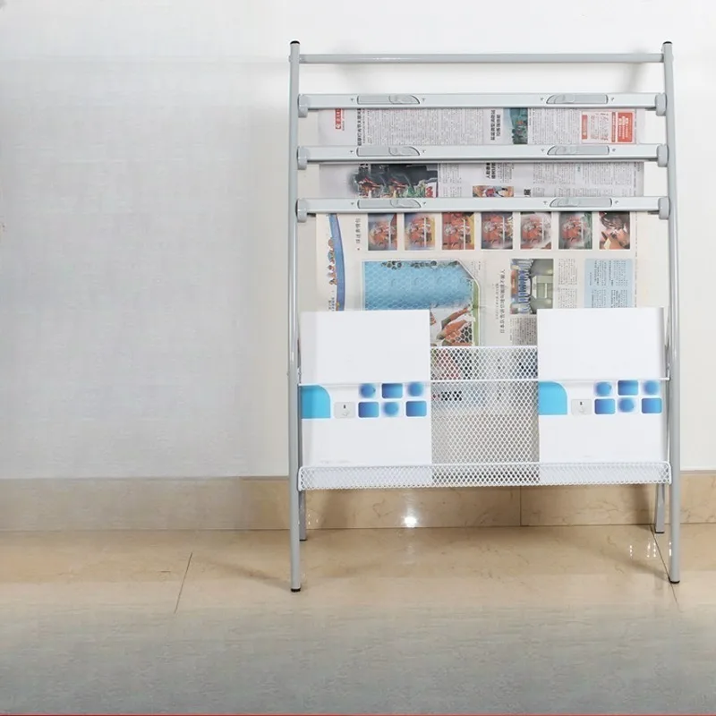 Newspaper Clip Display Rack, Magazine Pamphlet Organizer, Freestanding Literature Holder for Office Use