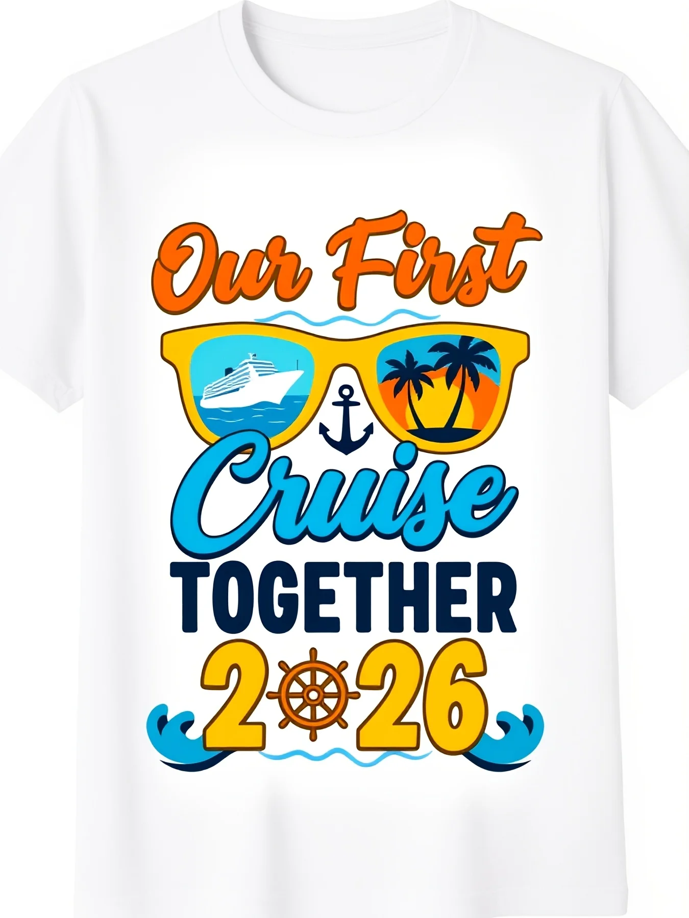 Men's 2026 cruise couple's T-shirt, ultra-soft and breathable cruise vacation T-shirt, printed with 