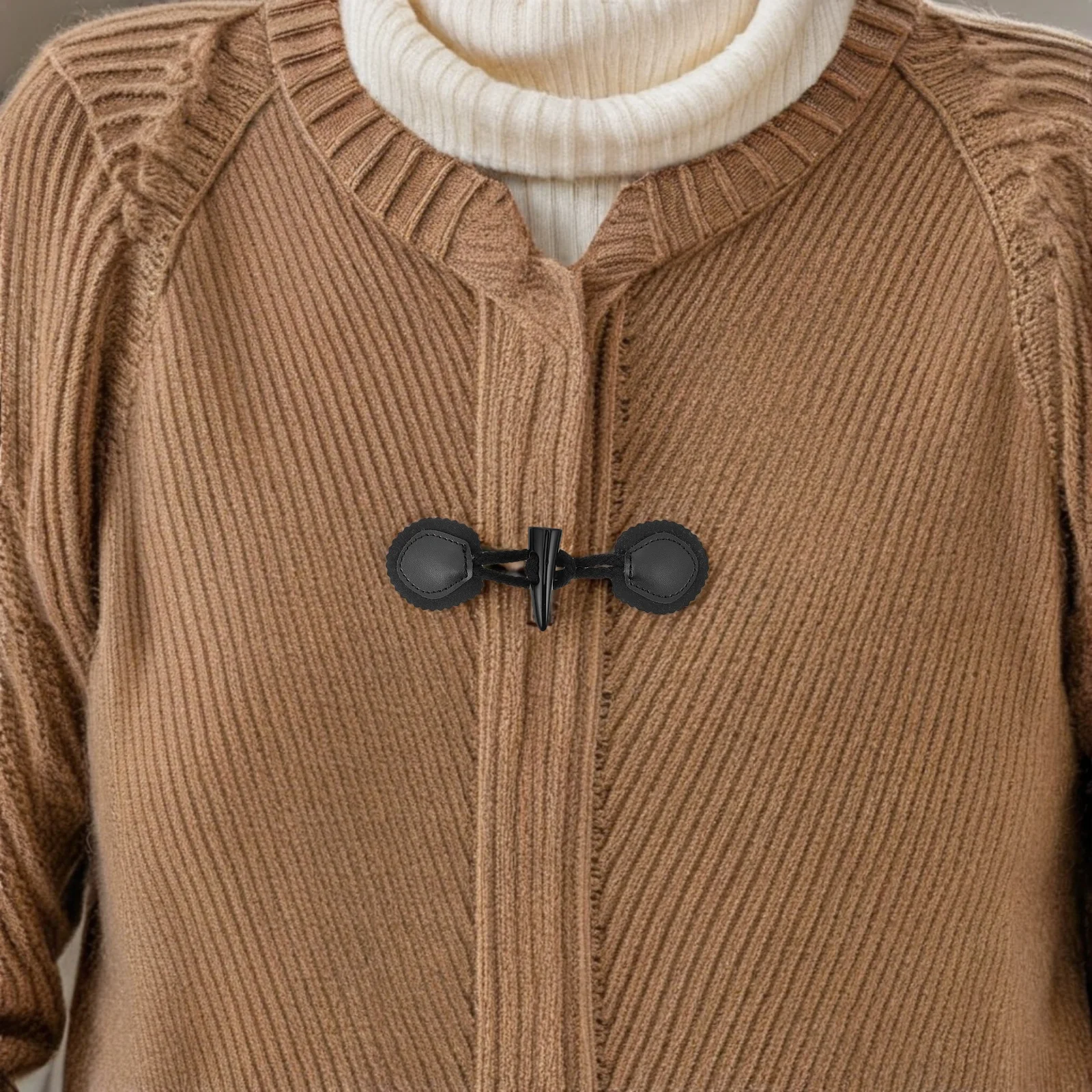 

5Pcs Resin Horn Toggle Buttons Vintage Black Coat Fasteners Sewing Buttons for Jackets Overcoats Clothing Accessories