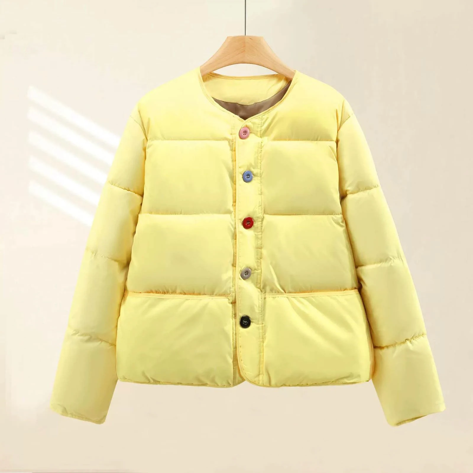 

Women'S Casual Solid Color Short Jacket Cotton Jacket Outdoor Warm Bread Robe
