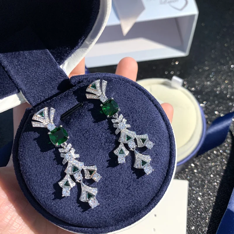 

HIBRIDE New Charming Light Luxury Green Pendant Earrings Women's Clothing Jewelry for Daily Holiday Wedding Gifts Wedding E268