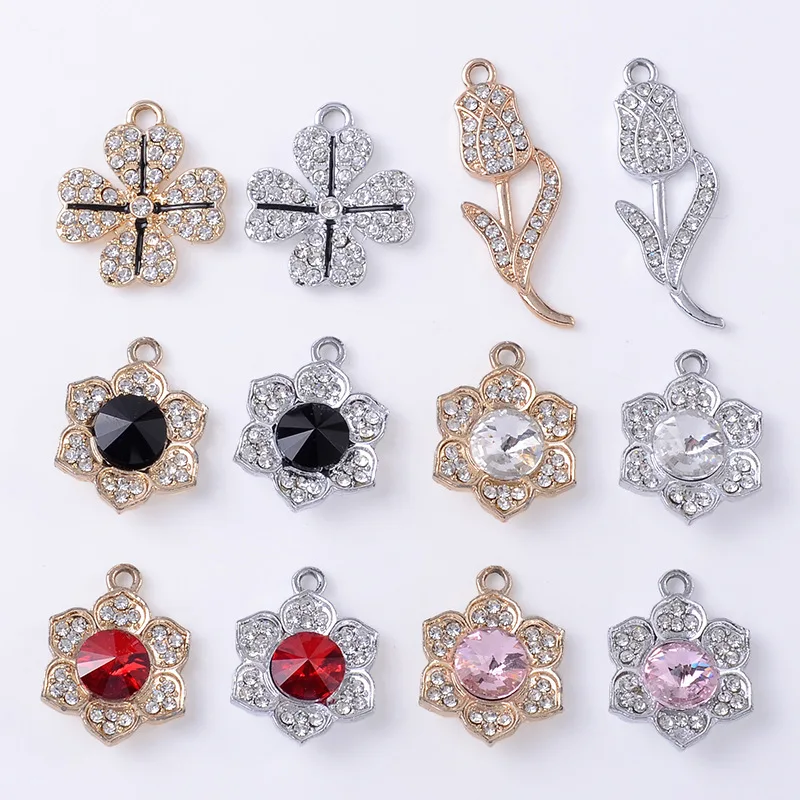 كامل الماس زهرة توليب الأشعة فوق البنفسجية اللون الاحتفاظ سبائك الملحقات DIY مزاجه شخصية أقراط أقراط اكسسوارات المواد