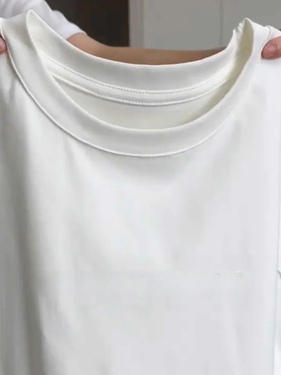 plus Size Waist-Cinching Short Sleeve T-Shirt Women's Summer Slimming Top Asymmetrical Design Cover Belly Commute Style round...