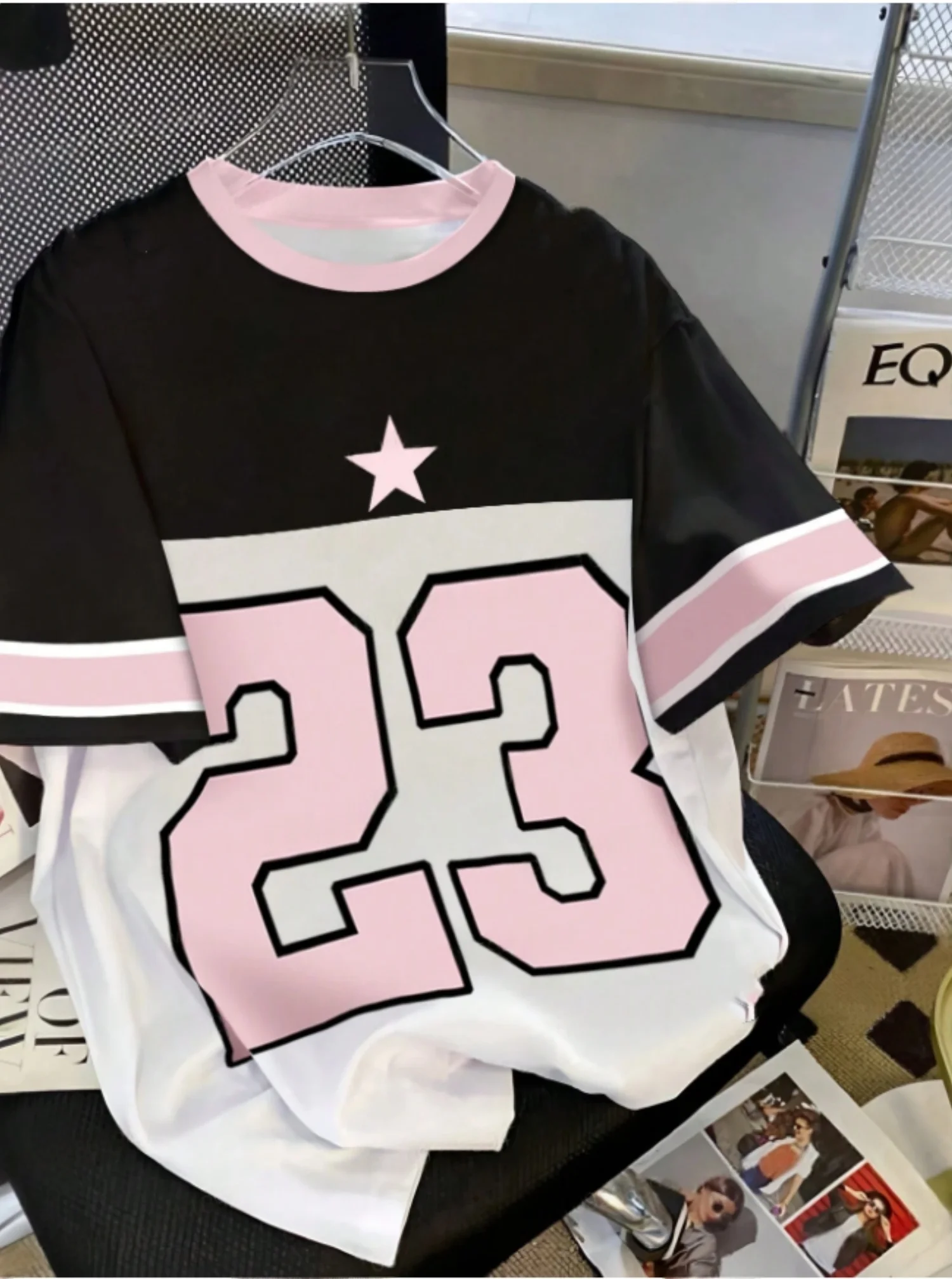 Fashion USA Flag Print O-Neck Women Short Sleeve T-Shirt Summer Casual Tops Tee Lightweight Sport Daily Oversized Sport T-Shirt