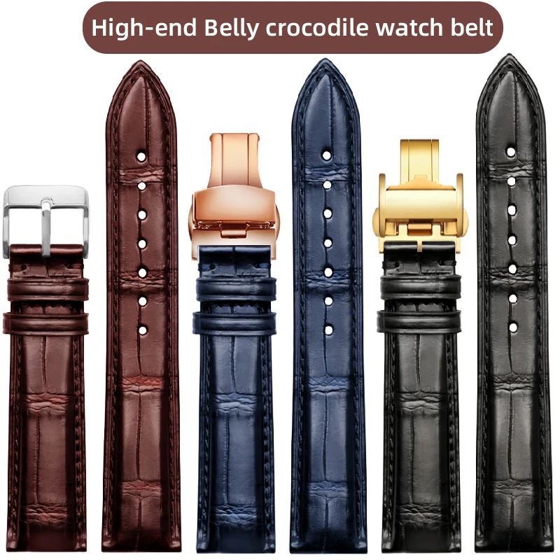 19mm 20mm 21mm 22mm crocodile watch belt For Jaeger lecoultr 1368430 1378420 Longines IWC bracelet Quality watch band butterfly