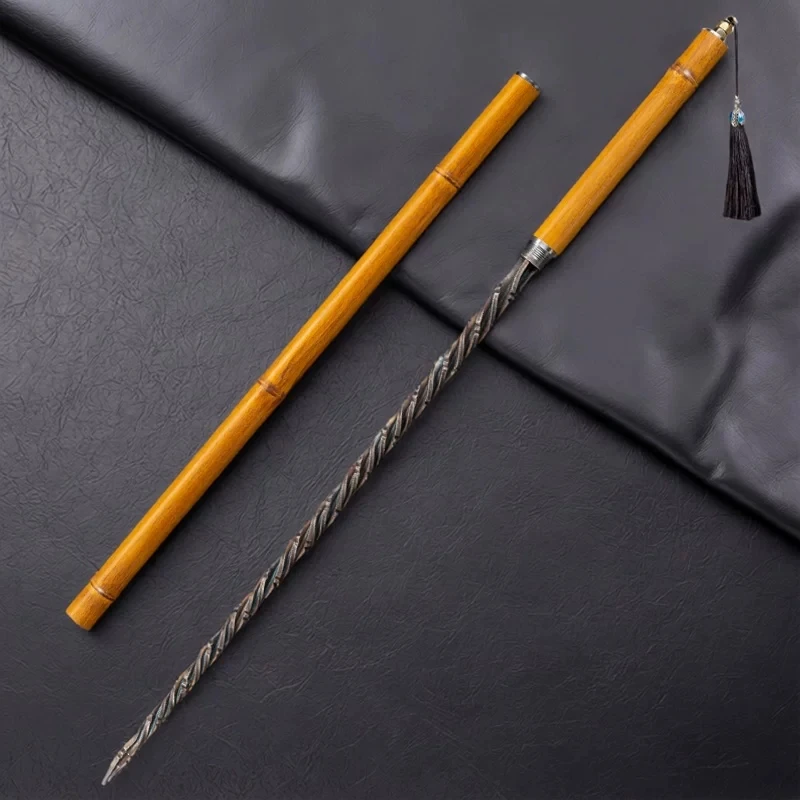 Traditional Chinese  Sworrd with Twisted Steel Blade Martial Arts Training Staff Whip Spear Decorative
