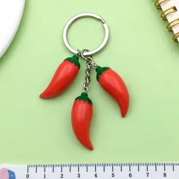 1ks módní klíčenka s motivem pryskyřice a červené papriky, imitace jídla, na klíče od auta, batohy, peněženky 10 nejlepší prodej Klíčenka s kořením - №10