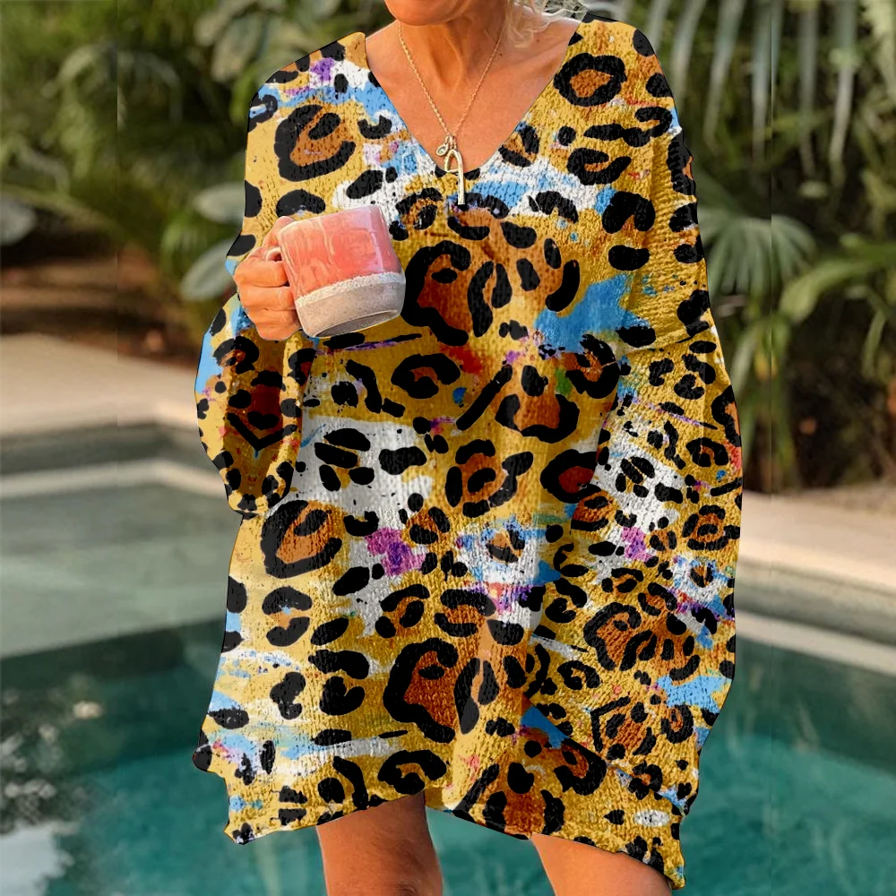 

Autumn Winter Knitted sweaters leopard Women's Oversized Sweaters 2025 Lightweight Pullover Trendy Soft Y2k jumpers for girls