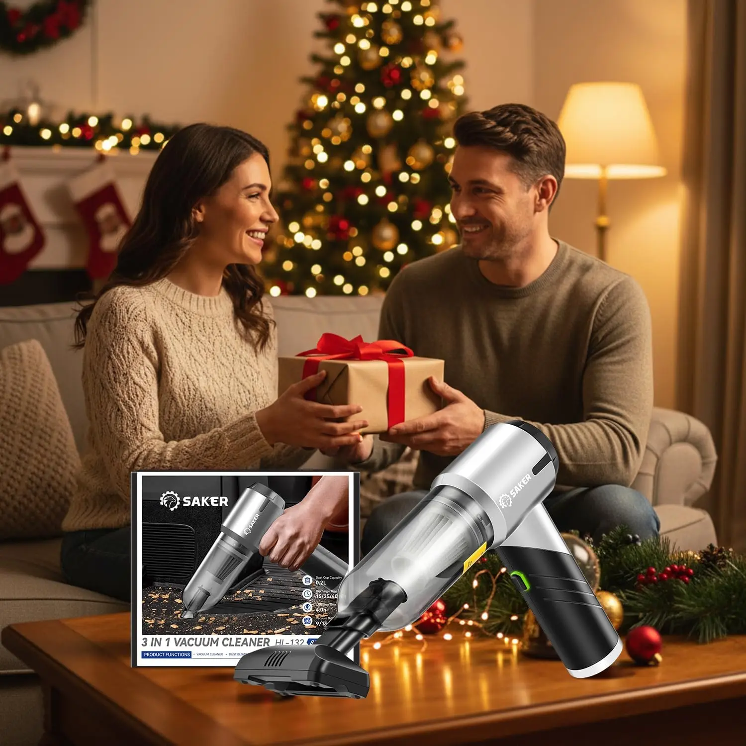 مكنسة كهربائية محمولة للسيارة لاسلكية بقوة 17000 باسكال قابلة لإعادة الشحن مع محرك بدون فرش للمنزل والمكتب والحيوانات الأليفة - HL132 أسود