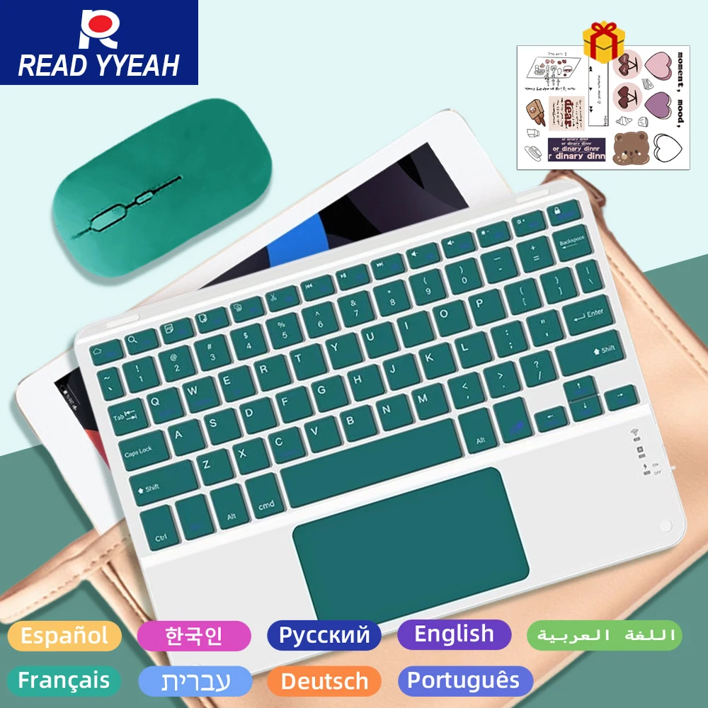 2026 Wireless Keyboard With Mouse For Android IOS Windows Tablet Phone iPad Mini Touch Bluetooth Keyboard Spanish Hebrew Russian