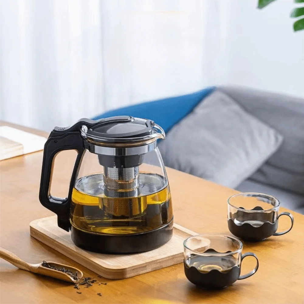 1000/2000 ML Glass Teapot with Filter Removable Tea-Water Separator Pot Large Capacity Heat Resistant Kung Fu Teaware Office