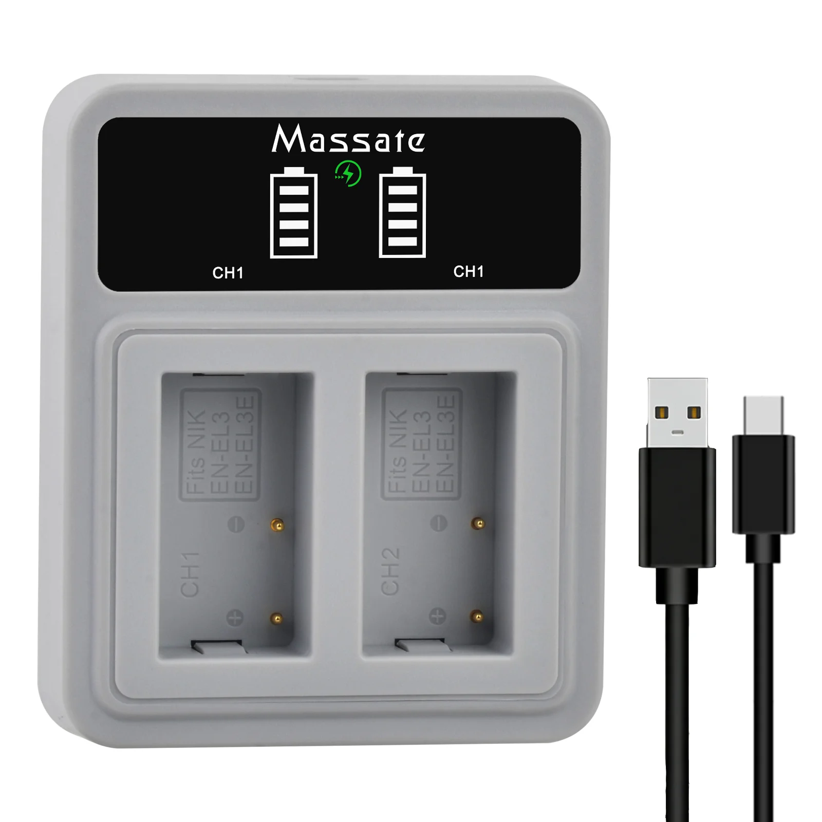 

Massate EN-EL15C EN-EL15 PD20W Fast Dual USB Charger for Nikon Z6 Z7 D750 D850 D7000 D7100 D7200 D7500 D500 D600 D610 D780 D800