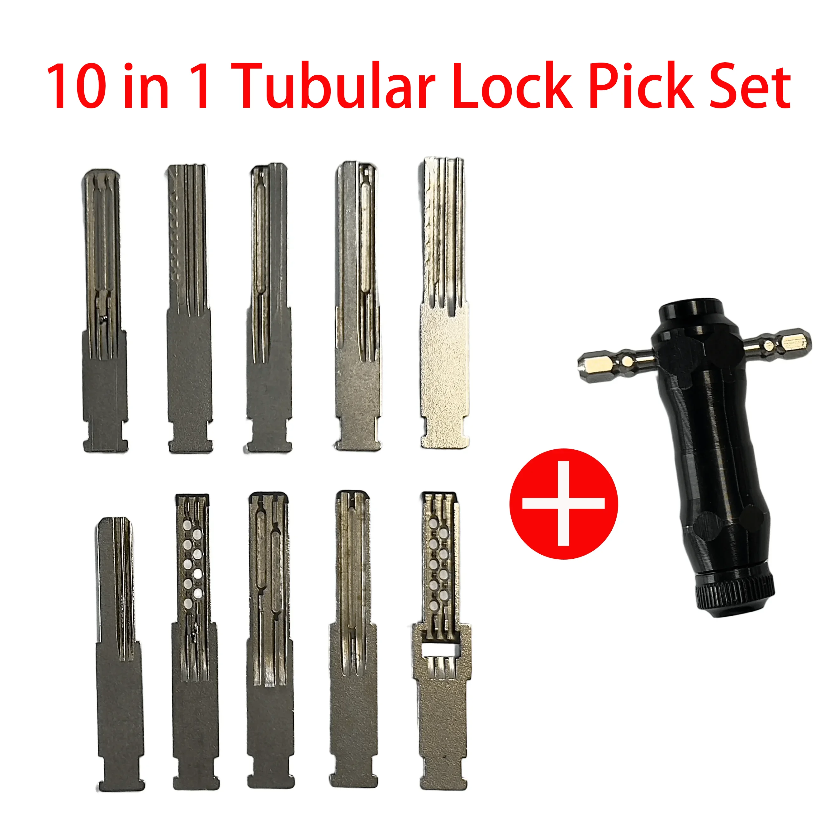 10pcs Lockpicking Set T-Handle Portable Lock Opening Tool for House Cabinet Door Locks Lock Decoder