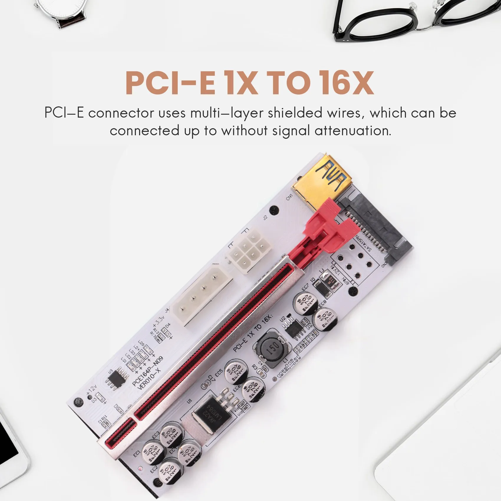 

Карта маршрутизатора для майнинга VER010-X, карта адаптера PCI-E 1X–16X, интерфейс 6PIN/4PIN/SATA, для биткойнов, для майнинга ETH