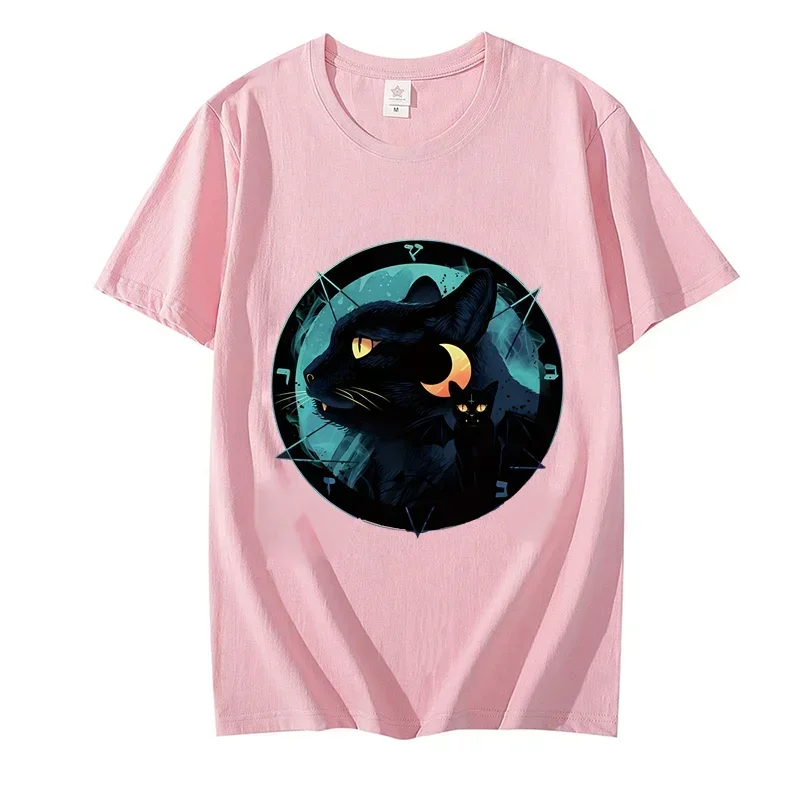 T-shirts for Women Halloween Cartoon Cat Tops Regular Tees Graphic T-Shirt Tshirt Halloween Black Cat Shirts Orange Tees Clothes