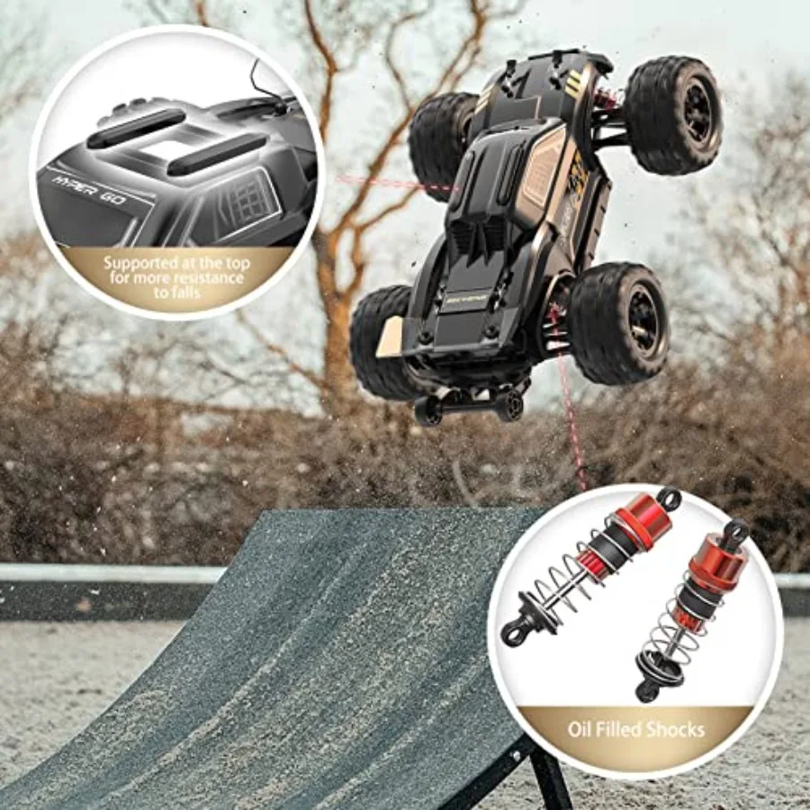 H16BM 1/16 RTR Brushless High Speed Electric 4X4 Off-Road RC Car Max 42mph Black and Red Fast Remote Control Truck wit