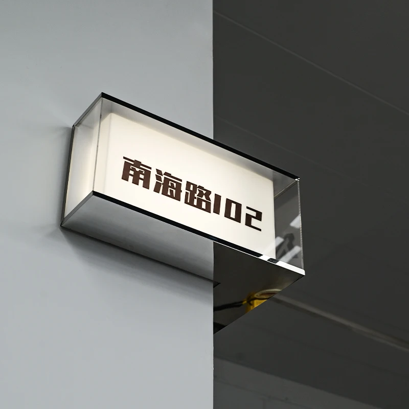 Mirror Border Corner Double-layer Acrylic L-shaped Lightbox Advertising Customization