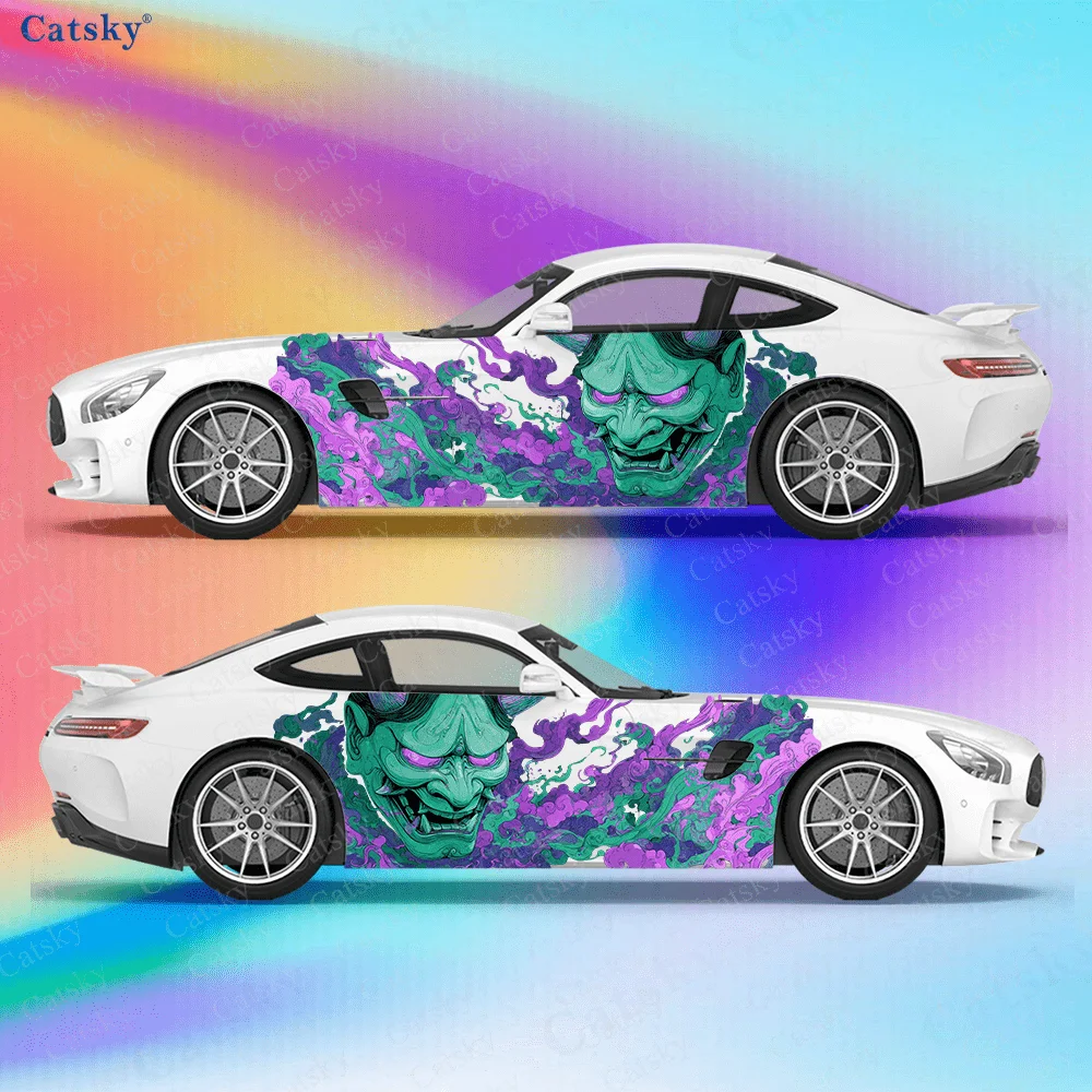 

Colorful Prajna Mask Car Side Sticker Decoration, PVC Waterproof Scratch Resistant Decal, Car Protection, Auto Accessories Gift