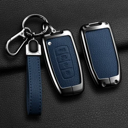 Car Remote Key Case Cover for Hyundai Genesis Coupe Sonata Ix35 for KIA Forte Sportage K2 K5 New Alloy Leather Auto Accessories