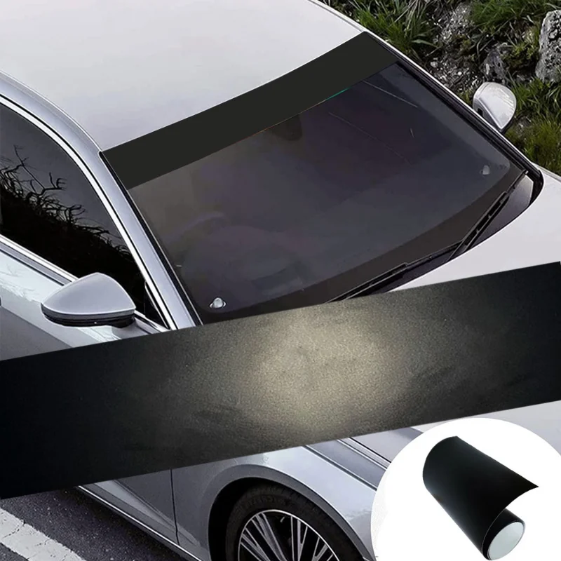 

130x20cm Car Windscreen Sun Strip Sticker Matte Black Auto Front Windshield Sun Film Vinyl Decal Sticker Car Decor Accessories