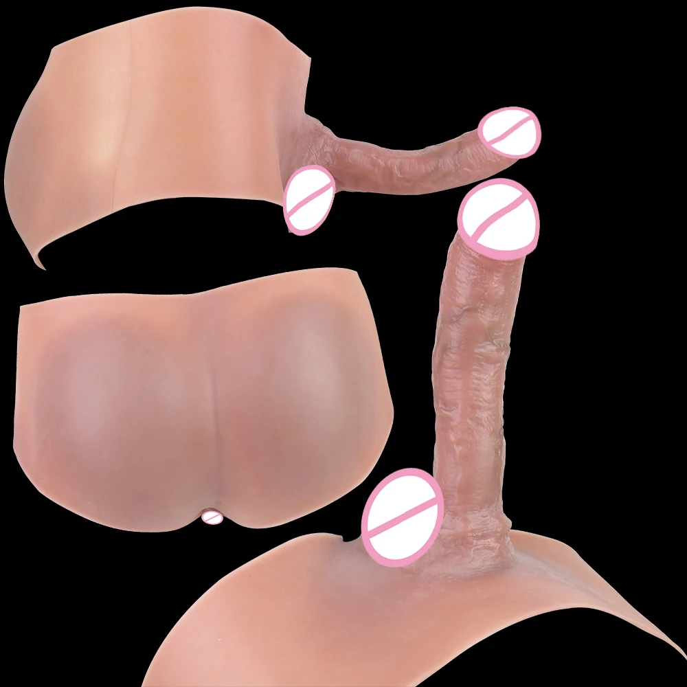Strap On Dildo Panties Sex Toy With 8.86in Hollow Penis,Soft Silicone Adult Male Enlarge Penis Sleeve Pants,Men Couples Wearable