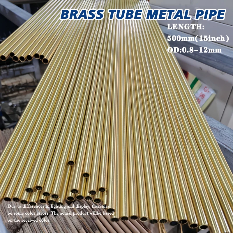 Brass Tube Outer Diameter 0.8mm-12mm Thickness 0.15-0.5mm Length 500mm Round Pipe Tubing Brass Rod Brass Tube Cutting DIY Parts