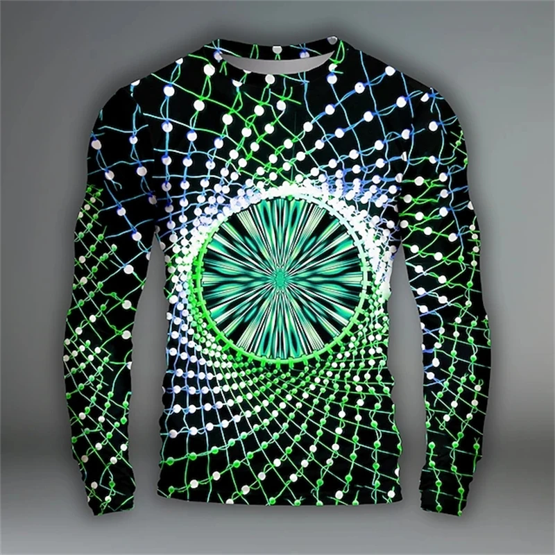 メンズグラフィックプリントTシャツ,ジオメトリクルーネック,アウトドアトップ,イエロー,レッド,パープル,オレンジ,グリーン,3D