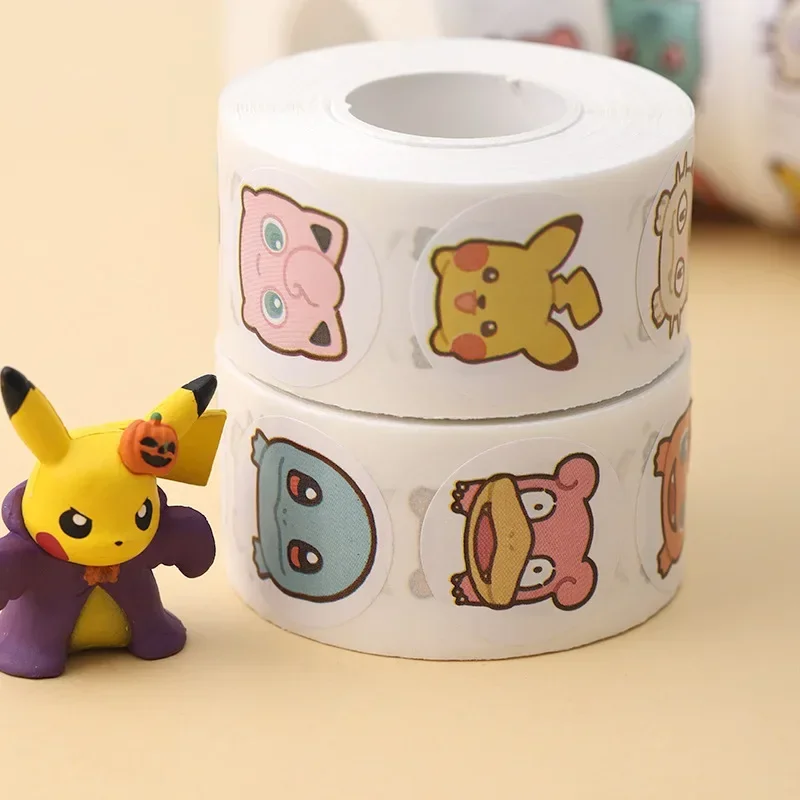 Rouleaux d'autocollants de dessin animé Pokémon mignon, autocollants de bagages, jouets graffitis, sceau rond, Kawaii, Pikachu, Charizard, 500 pièces