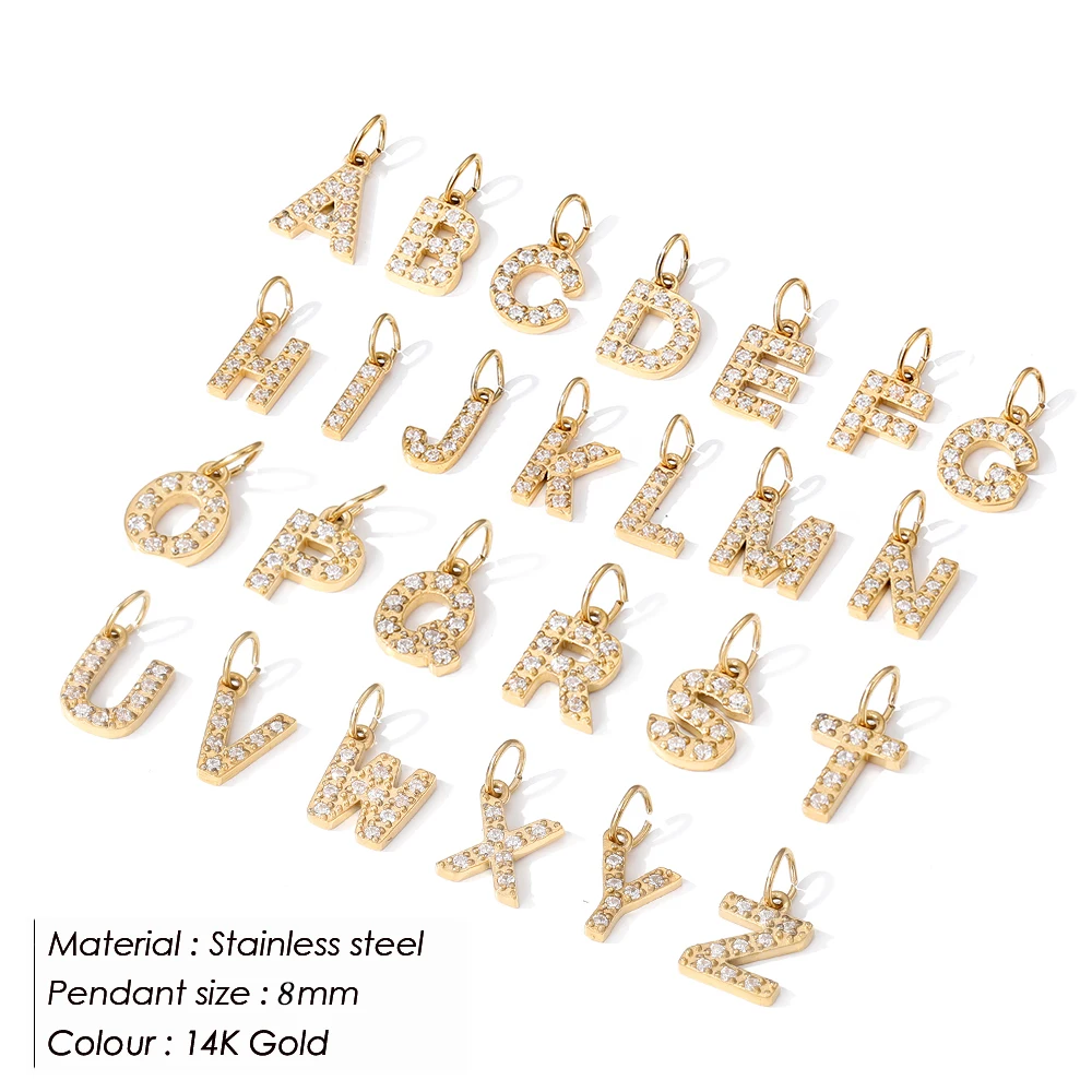 Stainless Steel Initial Letter Charms for DIY Jewelry Making