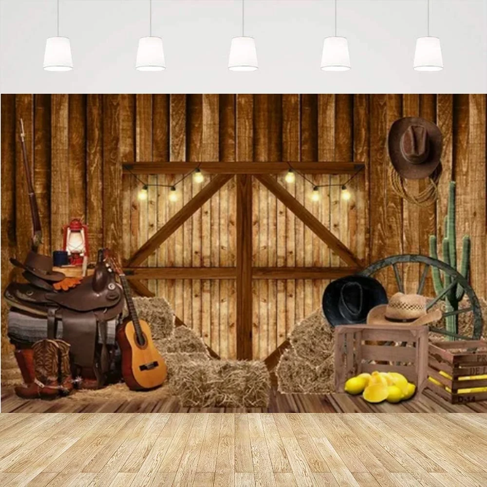 

Западный ковбойский фон для фотосъемки, деревенский склад, осенняя ферма, сарай, деревянная дверь, деревенский декор для дня рождения, вечеринки, фон