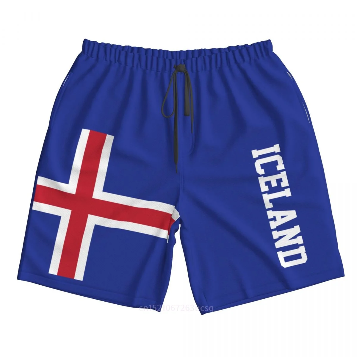 

Лето 2025 г., мужские шорты из полиэстера с флагом Исландии и 3D принтом, пляжные летние брюки с карманами для бега